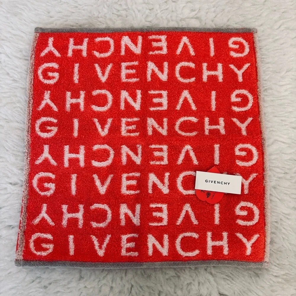 Givenchy Red  and White Hand Towel Size 10.5”